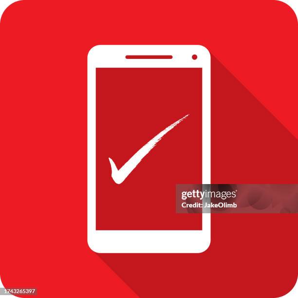 checkmark smartphone icon silhouette 3 - instagram poll vector stock illustrations