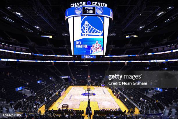 Arena shot of the Golden State Warriors arena in their annual Open Practice on October 19, 2023 at Chase Center in San Francisco, California. NOTE TO...
