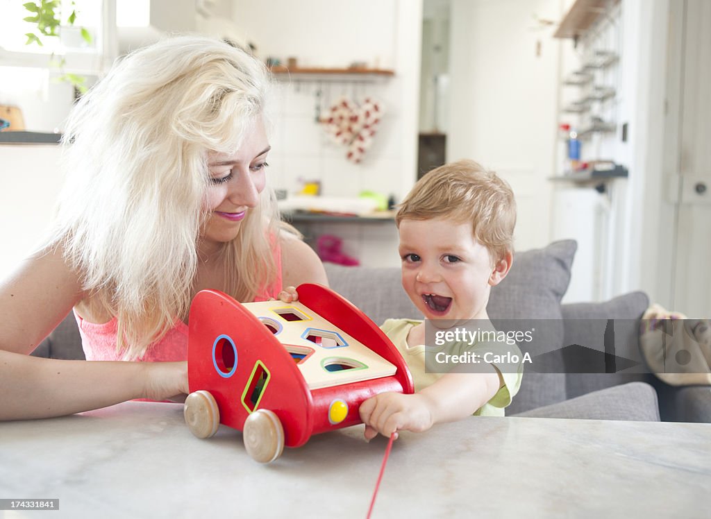 Boy having fun at home