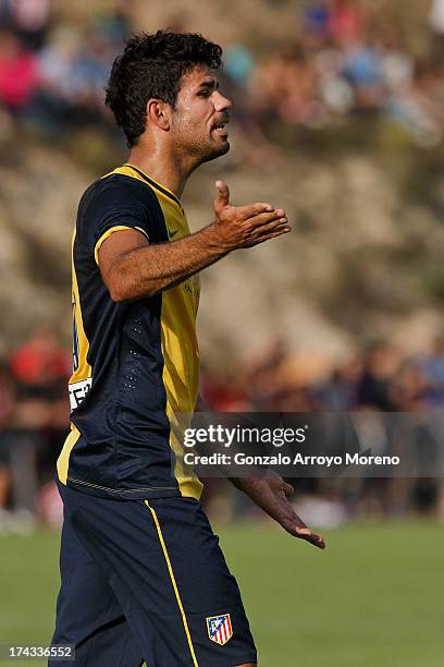 Diego Costa of Atletico de Madrid reacts during the Jesus Gil y Gil Trophy between Club Atletico de Madrid and Numancia C. D. At Sporting Club Uxama...