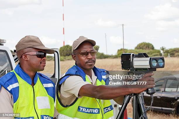 police officers speed trapping - gauteng province stock pictures, royalty-free photos & images