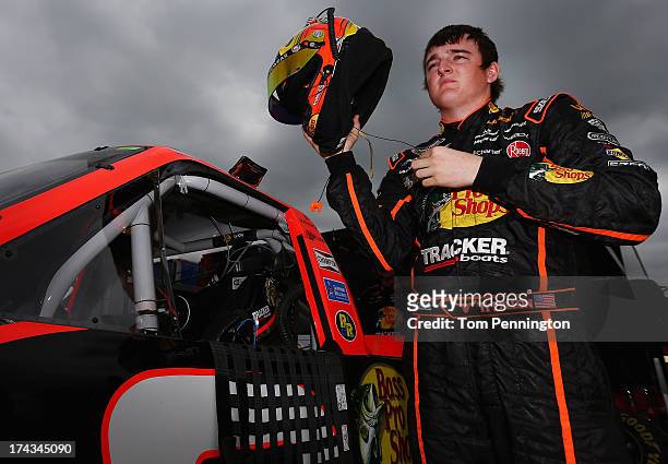 Ty Dillon, driver of the Bass Pro Shops/Tracker Boats Chevrolet, during practice for the NASCAR Camping World Truck Series inaugural Mudsummer...