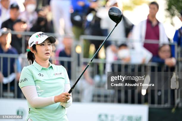 Seonwoo Bae of South Korea is seen before her tee shot 10 during the first round of NOBUTA Group Masters GC Ladies at Masters Golf Club on October...