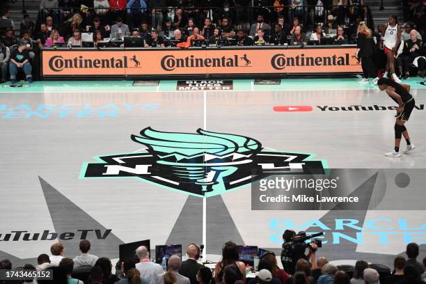 Shot of the New York Liberty court during game 4 of the 2023 WNBA Finals on October 18, 2023 at Barclays Center in Brooklyn, New York. NOTE TO USER:...