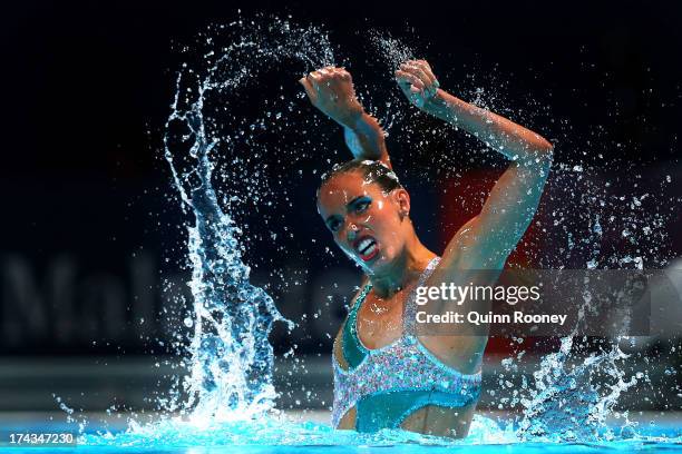 Carbonell Ballestero of Spain competes in the Synchronized Swimming Solo Free final on day five of the 15th FINA World Championships at Palau Sant...