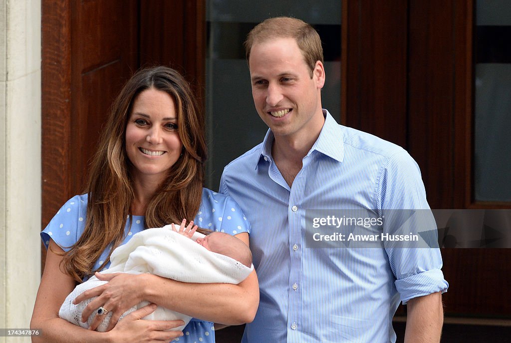 The Duke And Duchess Of Cambridge Leave The Lindo Wing With Their Newborn Son