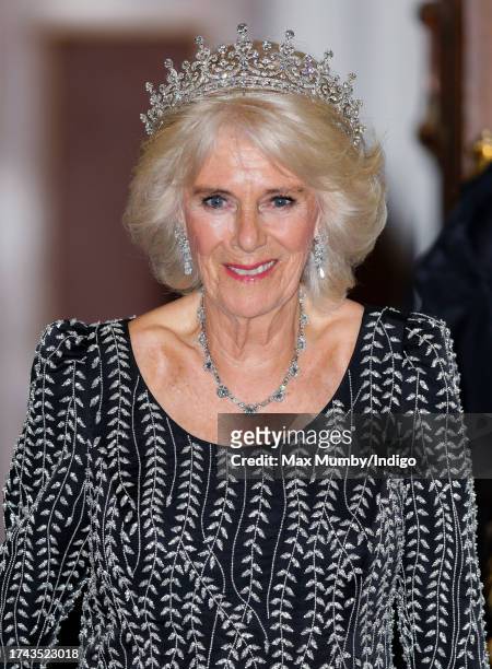 Queen Camilla attends a dinner at Mansion House in honour of her and King Charles III's Coronation and to recognise the work of the City of London's...