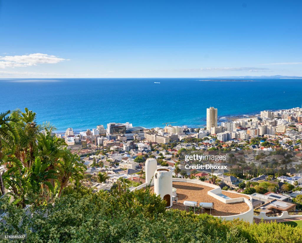 Sea Point by the Atlantic ocean - Cape Town, a city of diversity , South Africa. Aerial photo