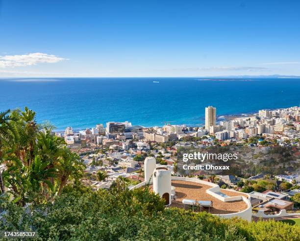 sea point by the atlantic ocean - cape town, a city of diversity , south africa. aerial photo - cape town city stock pictures, royalty-free photos & images