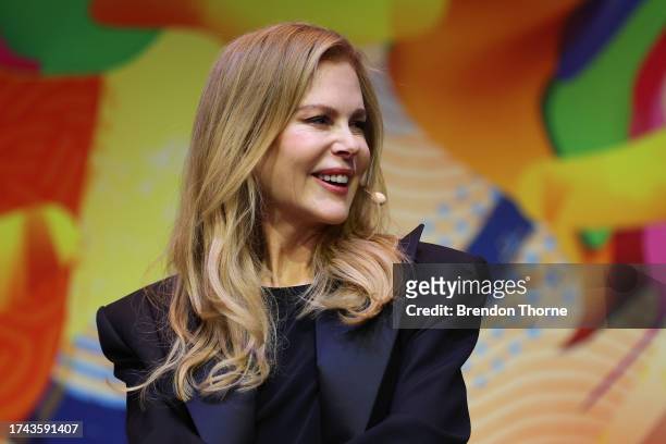 Nicole Kidman looks on during Nicole Kidman and Per Saari in conversation during the 'Spotlight on Blossom Films' feature session at SXSW Sydney on...
