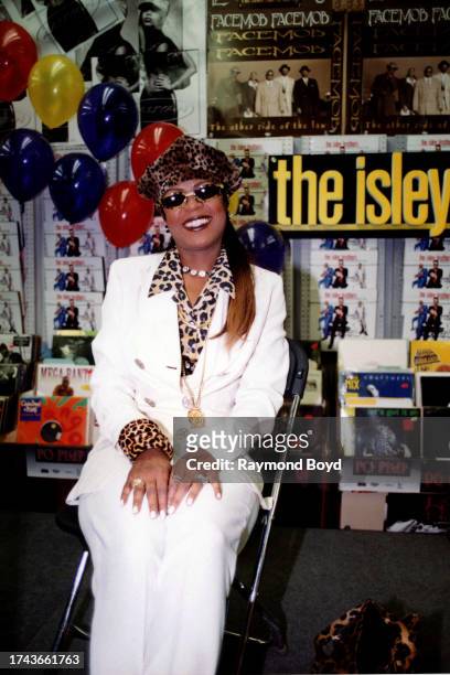 Singer Angela Winbush poses for photos at George's Music Room in Chicago, Illinois in September 1996.