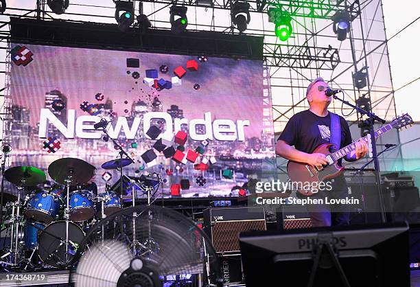 Singer/musician Bernard Sumner of New Order performs at Williamsburg Park on July 24, 2013 in Brooklyn, New York.