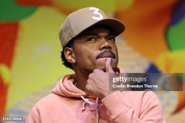 Chance the Rapper looks on during the '50th Anniversary Of Hip Hop' keynote at SXSW Sydney on October 19, 2023 in Sydney, Australia.