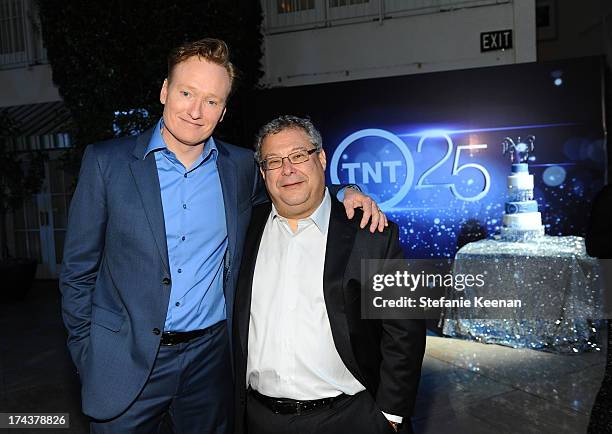 Personality Conan O'Brien and Steve Koonin, President, Turner Entertainment Networks, attend TNT 25TH Anniversary Party during Turner Broadcasting's...