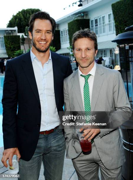 Actors Mark-Paul Gosselaar and Breckin Meyer attend TNT 25TH Anniversary Party during Turner Broadcasting's 2013 TCA Summer Tour at The Beverly...