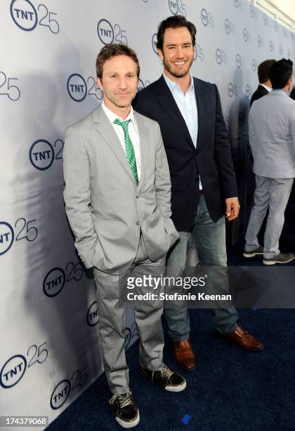 Actors Breckin Meyer and Mark-Paul Gosselaar attend TNT 25TH Anniversary Party during Turner Broadcasting's 2013 TCA Summer Tour at The Beverly...