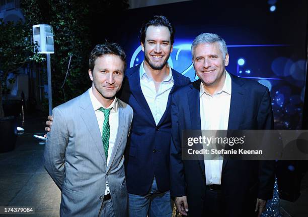 Actors Breckin Meyer, Mark-Paul Gosselaar and Phil Kent, Chairman and CEO Turner Broadcasting, attend TNT 25TH Anniversary Party during Turner...