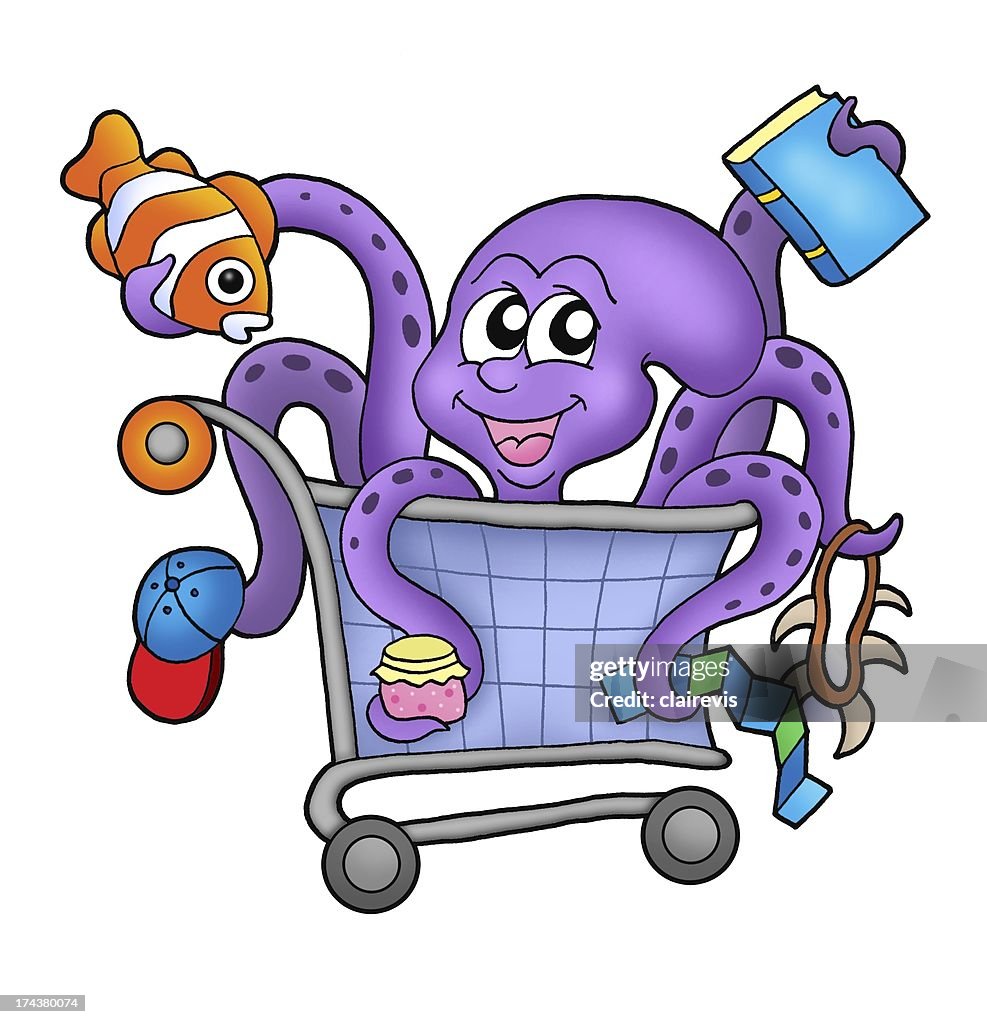 Octopus and shopping cart
