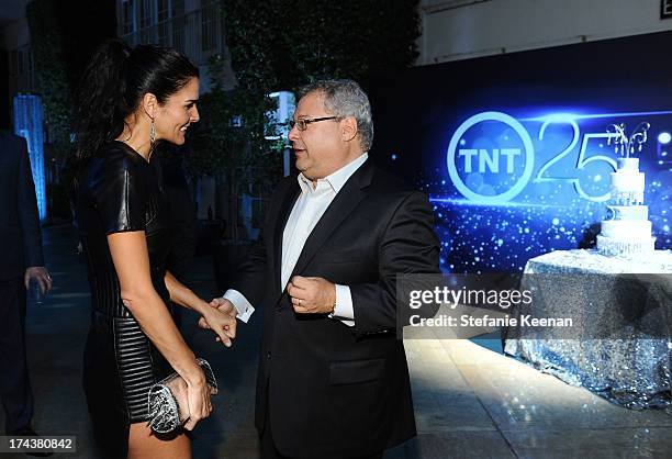 Actress Angie Harmon and Steve Koonin, President, Turner Entertainment Networks, attend TNT 25TH Anniversary Party during Turner Broadcasting's 2013...