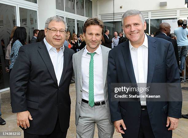 Steve Koonin, President, Turner Entertainment Networks, actor Breckin Meyer and Phil Kent, Chairman and CEO Turner Broadcasting, attend TNT 25TH...