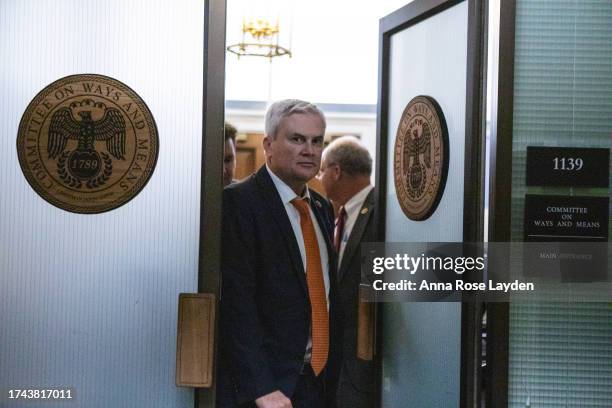 House Committee on Oversight and Accountability Chairman James Comer departs the House Committee on Ways and Means in Longworth House Office Building...