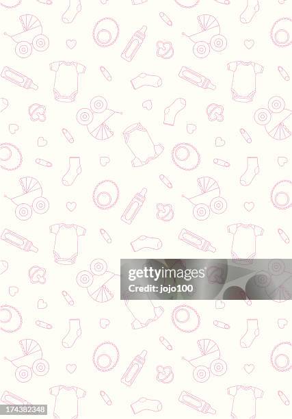 baby girls repeat pattern print in pink - girl white background stock illustrations