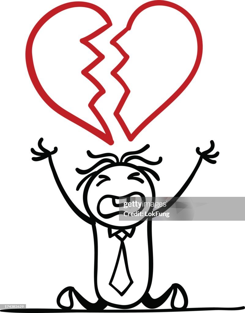 Cartoon Man With A Broken Heart High-Res Vector Graphic - Getty Images