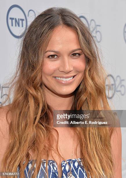 Actress Moon Bloodgood arrives to TNT's 25th Anniversary Party at The Beverly Hilton Hotel on July 24, 2013 in Beverly Hills, California.