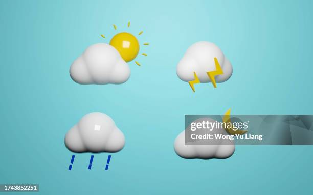 weather icons ,3d render - meteorología fotografías e imágenes de stock