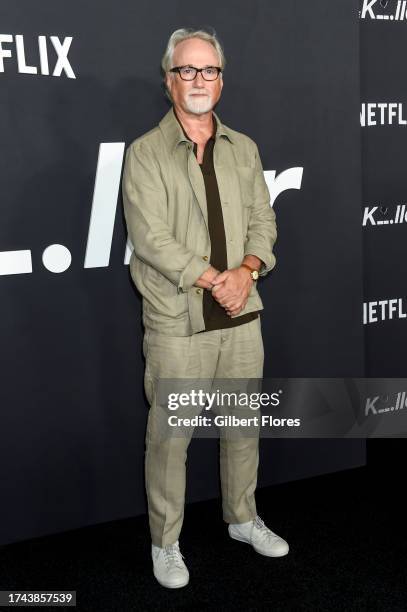 David Fincher at the premiere of "The Killer" held at The Academy Museum of Motion Pictures on October 24, 2023 in Los Angeles, California.