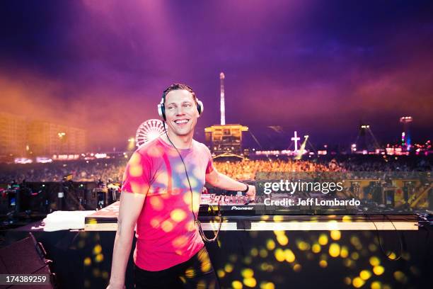 Tiesto performs at the Electric Daisy Carnival: London 2013 at Queen Elizabeth Olympic Park on July 20, 2013 in London, England.