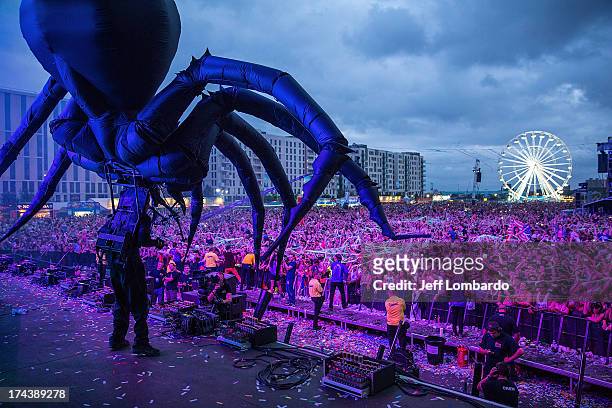 On stage performer at the Electric Daisy Carnival: London 2013 at Queen Elizabeth Olympic Park on July 20, 2013 in London, England.