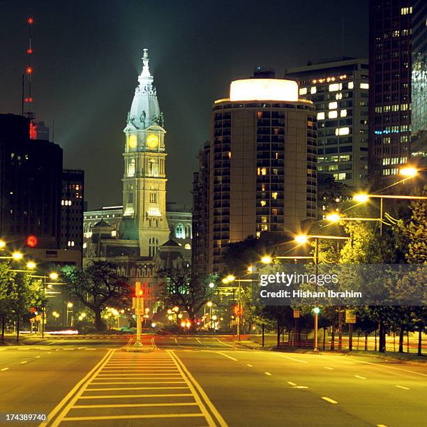 philadelphia city hall and clock tower - philadelphia city hall stock pictures, royalty-free photos & images