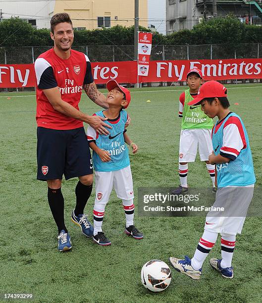 Arsenal's Olivier Giroud attends an Emirates Soccer Clinic in Saitama during the club's pre-season Asian tour on July 25, 2013 in Saitama, Japan.