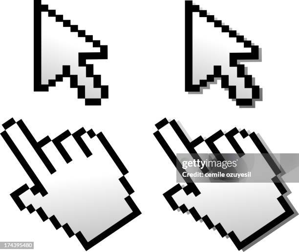 Click Pixel Vector Hand Click Icon Pixel Photos and Premium High Res Pictures - Getty Images