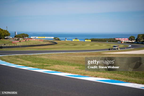 View onto the circuit ahead of the 2023 MotoGP of Australia at Phillip Island Grand Prix Circuit on October 19, 2023 in Phillip Island, Australia.