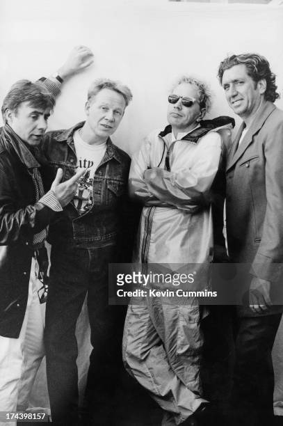 English punk group the Sex Pistols during their Filthy Lucre reunion tour, 1996. Left to right: bassist Glen Matlock, drummer Paul Cook, singer John...
