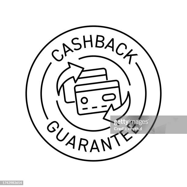 cashback guarantee badge vector illustration. modern label design. - emblem credit card payment stock illustrations