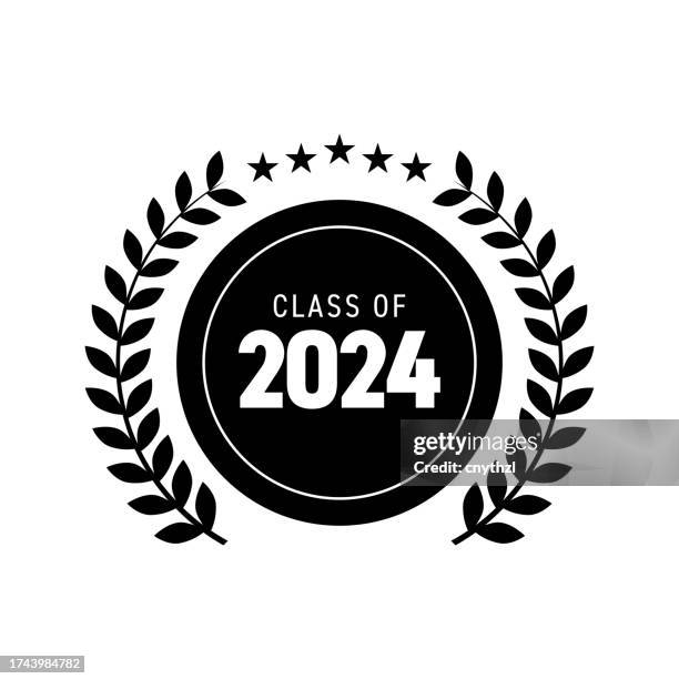 class of 2024 badge vector illustration. modern label design. - college insignia stock illustrations