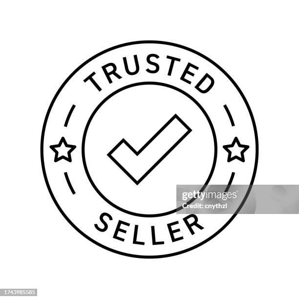 stockillustraties, clipart, cartoons en iconen met trusted seller badge vector illustration. modern label design. - app store logo