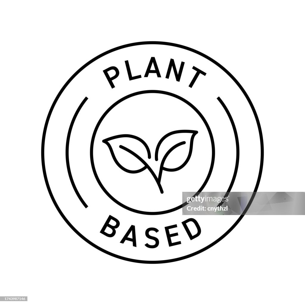 Plant Based Badge Vector Illustration. Modern Label Design.
