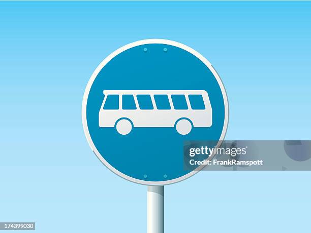 bus lane deutsche schild-blau - bus lane stock-grafiken, -clipart, -cartoons und -symbole