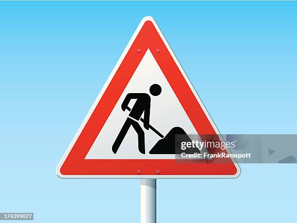 straßenarbeiten deutsche warnschild - straßenbau stock-grafiken, -clipart, -cartoons und -symbole