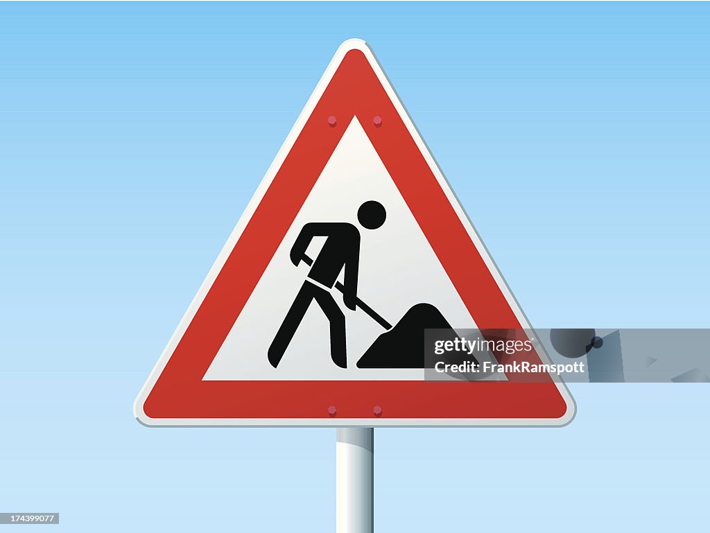 Road Works German Warning Sign