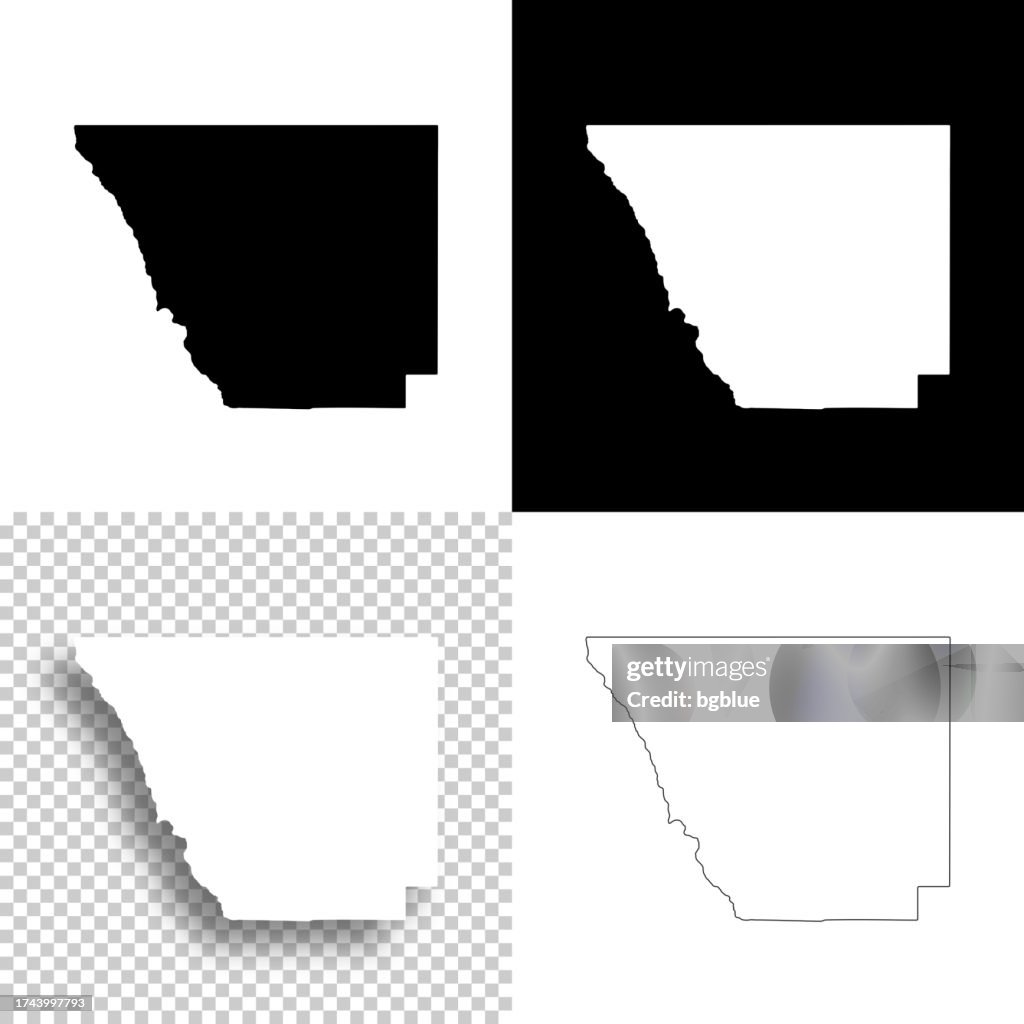 Larimer County, Colorado. Maps for design. Blank, white and black backgrounds