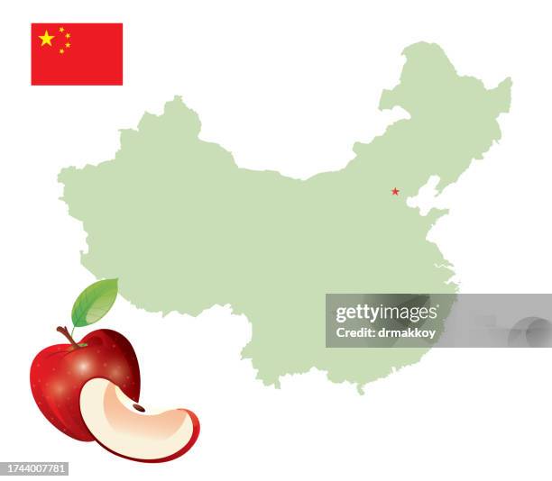 china and apple production - chinese vegetarian food stock illustrations