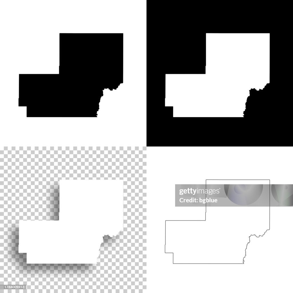 Meade County, South Dakota. Maps for design. Blank, white and black backgrounds