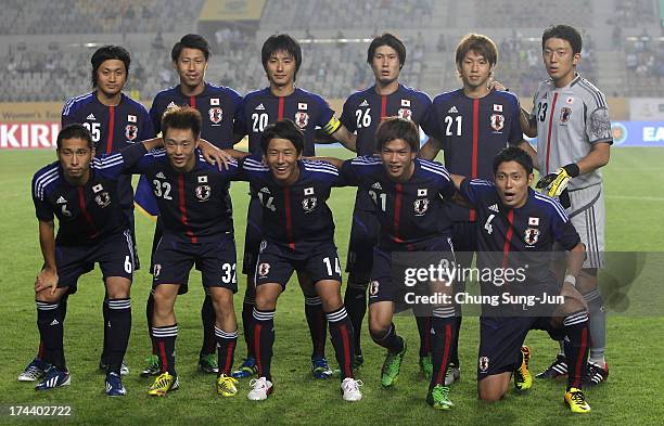 Japan team pose during the EAFF East Asian Cup match between Japan and Australia at Hwaseong Stadium on July 25, 2013 in Hwaseong, South Korea.