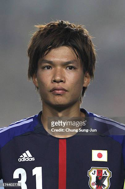Takahiro Ohgihara poses during the EAFF East Asian Cup match between Japan and Australia at Hwaseong Stadium on July 25, 2013 in Hwaseong, South...