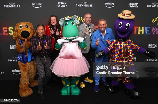 Jeff Fatt, Murray Cook, Greg Page and Anthony Field pose during the "Hot Potato: The Story Of The Wiggles" World Premiere at SXSW Sydney on October...